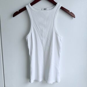 Agolde Rayne High-Neck White Rib-Knit Tank | Women’s Small